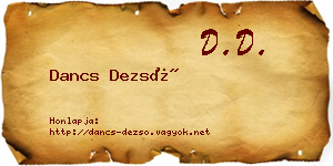 Dancs Dezső névjegykártya